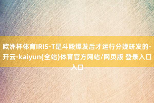 欧洲杯体育IRIS-T是斗殴爆发后才运行分娩研发的-开云·kaiyun(全站)体育官方网站/网页版 登录入口